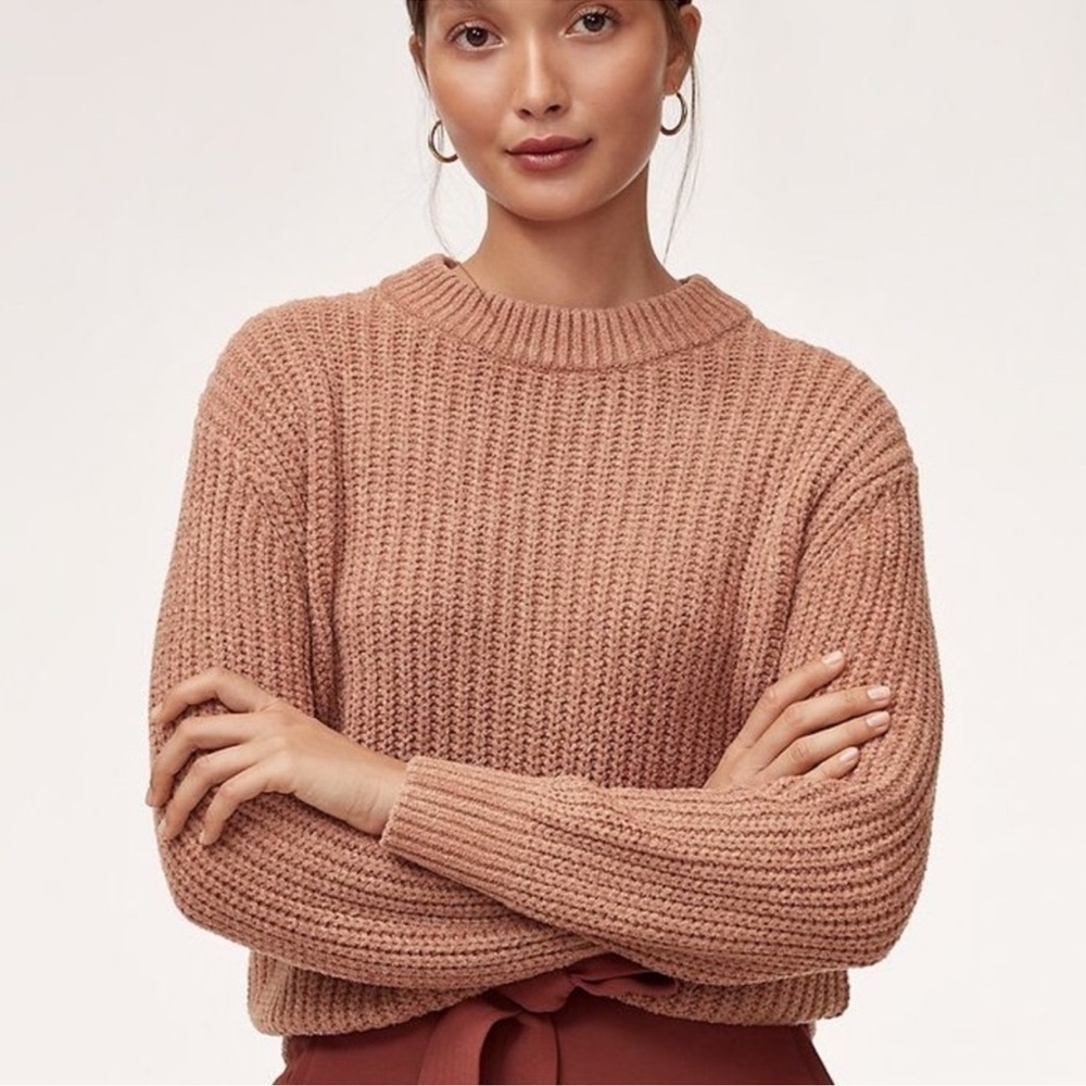 Aritzia Wilfred Essential Chenille Crewneck Ribbed Sweater Women’s XXS Fall Chic